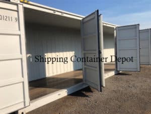 40 Ft Double Door Shipping Container At Shipping Container Depot Closeup