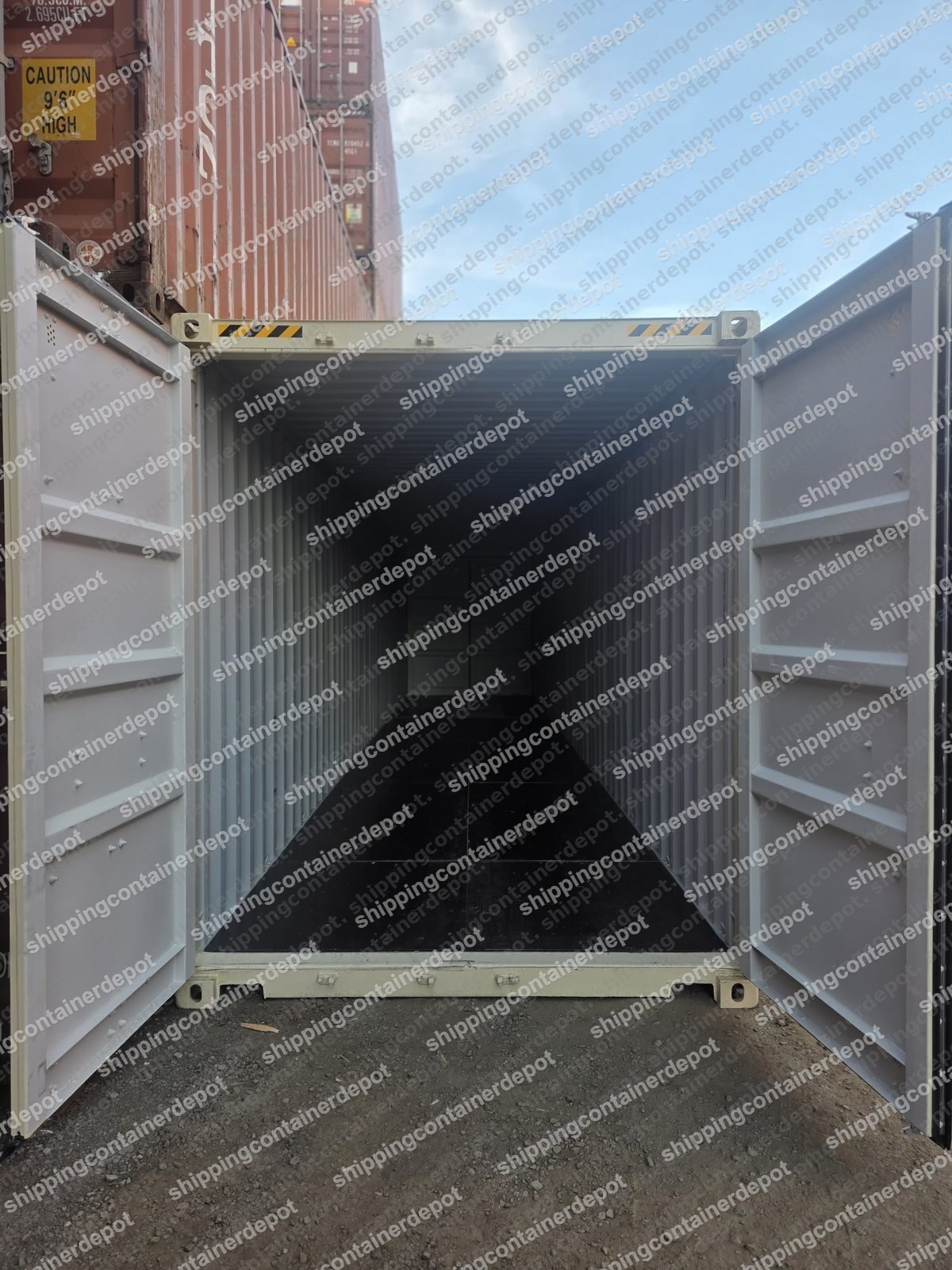 New 40ft container interior with plywood floor