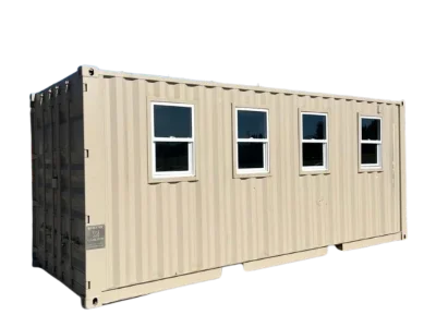 Modified container office with windows